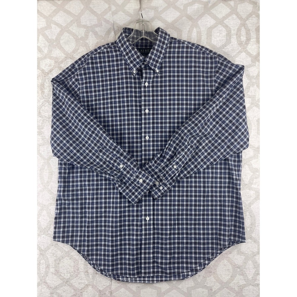 Lauren Ralph Lauren Mens 17.5 34/35 Classic Fit Non Iron Plaid Button Down Shirt